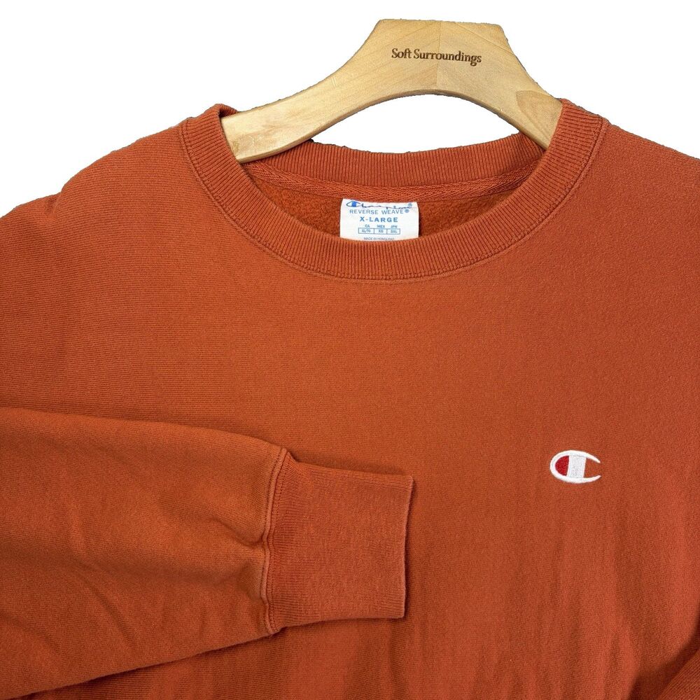 Champion Reverse Weave Sweatshirt Mens XL Orange Pullover Activewear Blank VTG